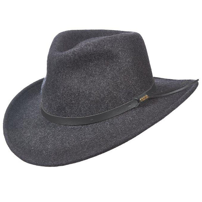 Anchorage Crushable Water Repellent Wool Felt Outback Hat - Scala Hats Safari Hat Scala Hats DF49-CHAR2 Charcoal Medium (57 cm)