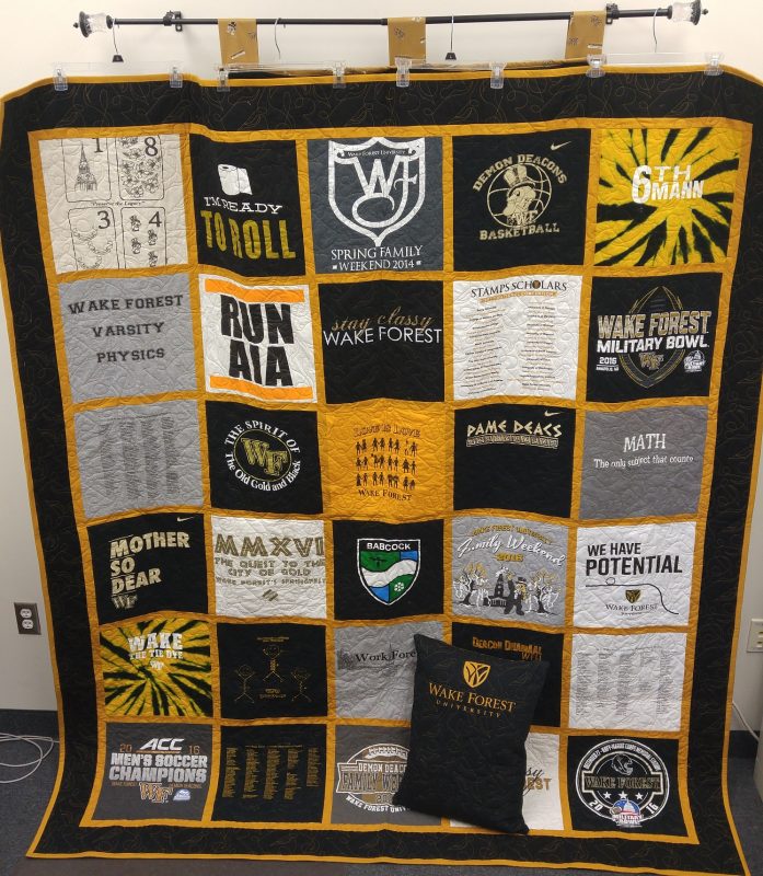Angela’s Wake Forest University memory’s and t-shirt pillow