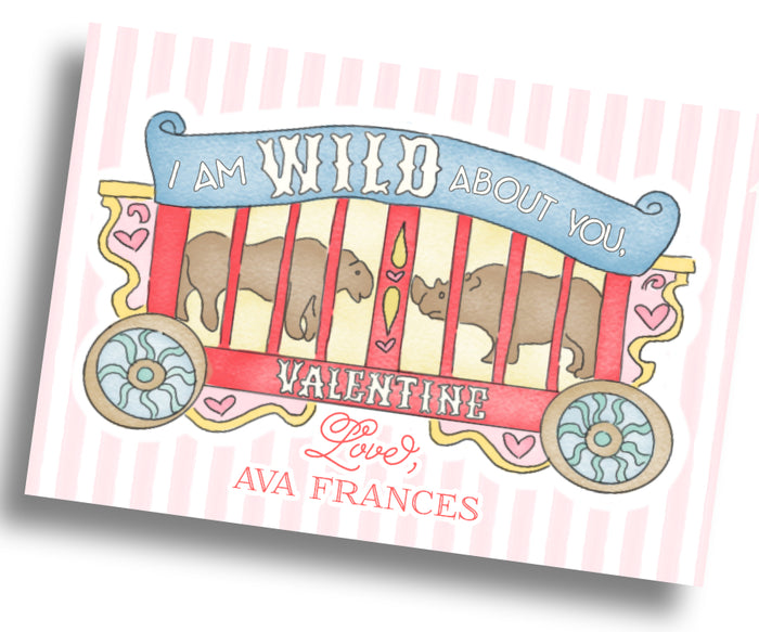 Animal Cracker Valentine Card - Pink