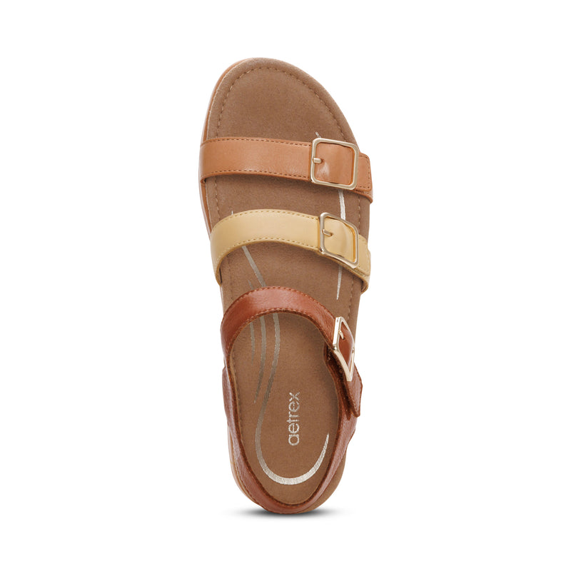 Aria Adjustable Double Band Sandal #color_sand multi