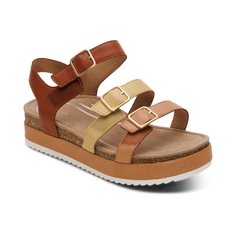 Aria Adjustable Double Band Sandal #color_sand multi