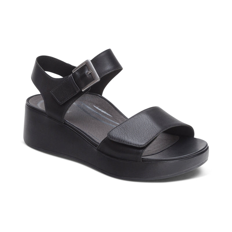 Ariel Adjustable Quarter Strap Wedge  #color_black