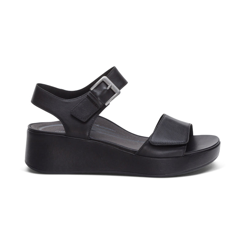 Ariel Adjustable Quarter Strap Wedge  #color_black