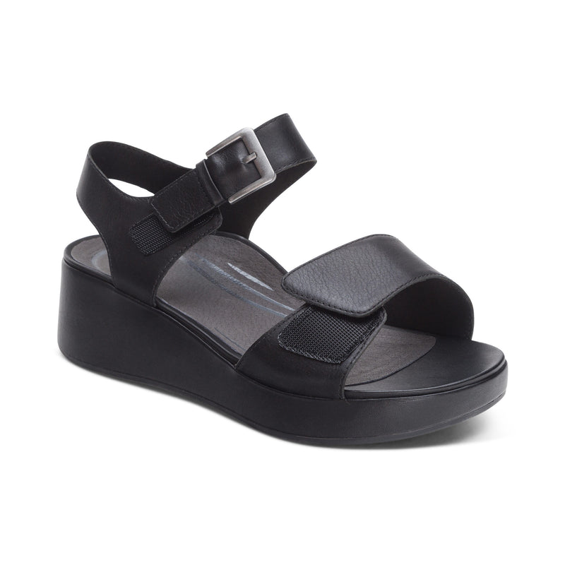 Ariel Adjustable Quarter Strap Wedge  #color_black