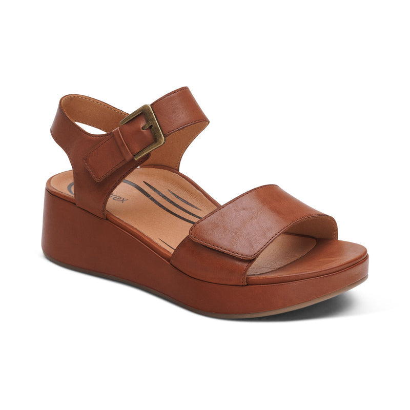 Ariel Adjustable Quarter Strap Wedge  #color_dark-brown