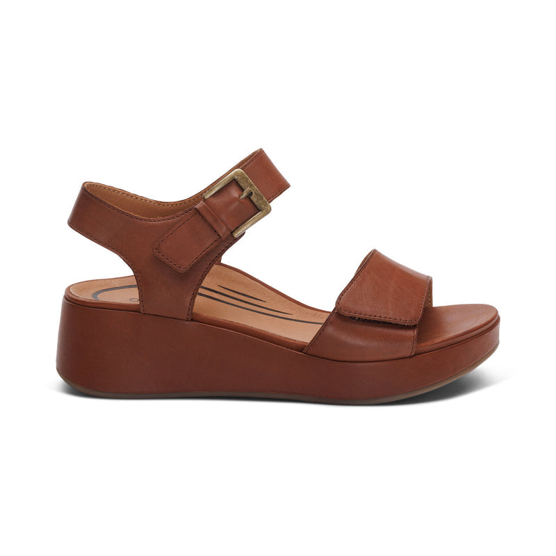 Ariel Adjustable Quarter Strap Wedge  #color_dark-brown