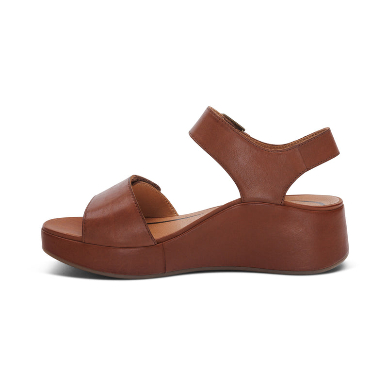 Ariel Adjustable Quarter Strap Wedge  #color_dark-brown