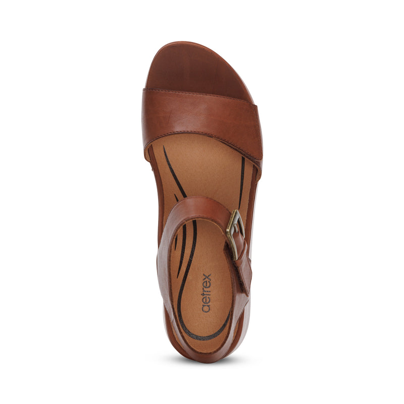 Ariel Adjustable Quarter Strap Wedge  #color_dark-brown