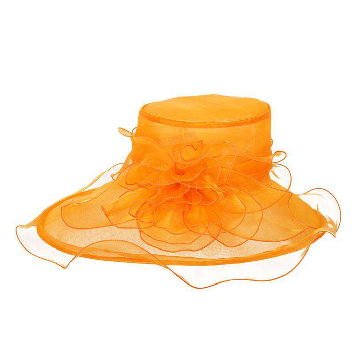 Asymmetrical Brim Flower Organza Hat Dress Hat Something Special LA