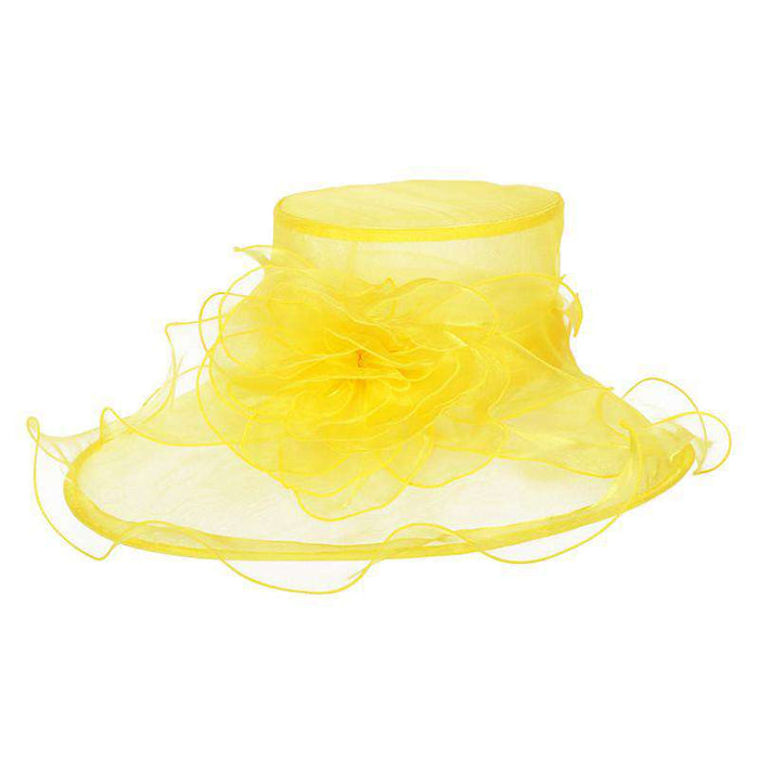 Asymmetrical Brim Flower Organza Hat Dress Hat Something Special LA
