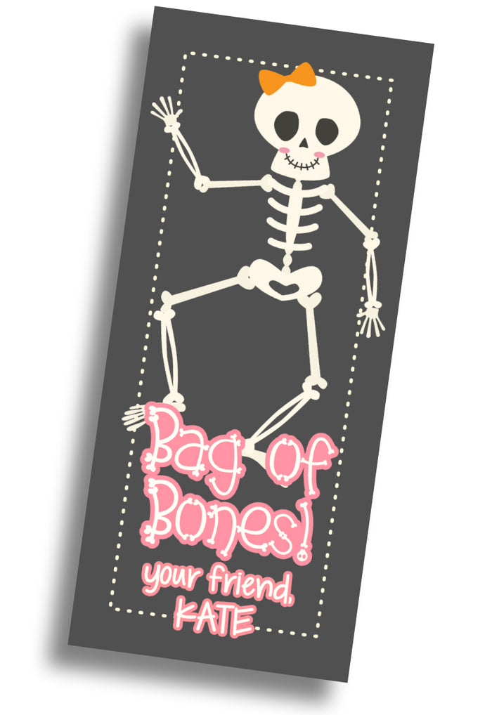 Bag of Bones Skeleton Gift Tag - Girl