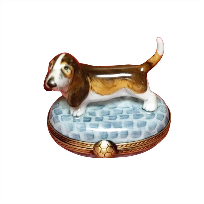 Basset Hound Beagle Figure Limoges Box on Stones