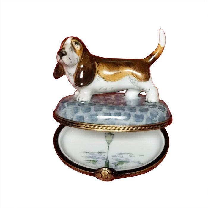 Basset Hound Beagle Figure Limoges Box on Stones