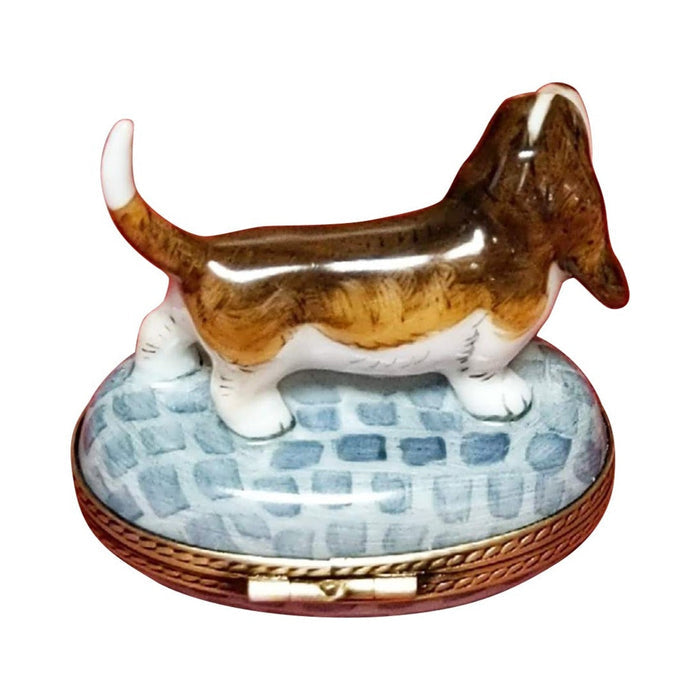 Basset Hound Beagle Figure Limoges Box on Stones