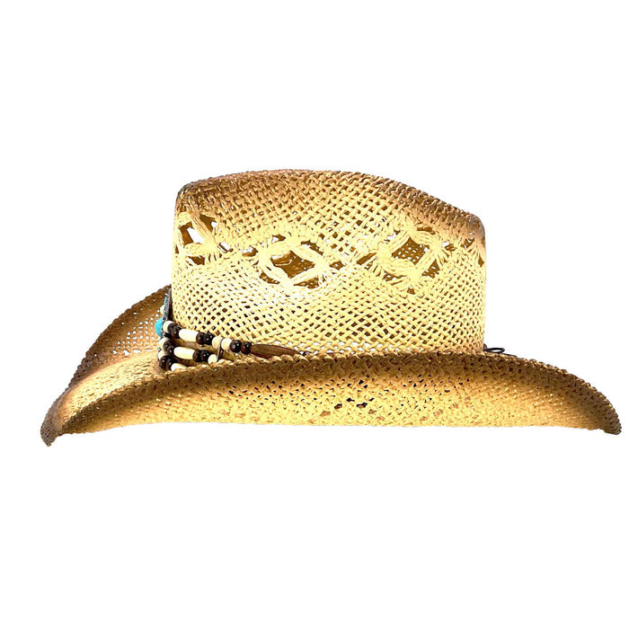 Beaded Band Lace Straw Cowboy Hat - Milani Hats Cowboy Hat Milani Hats