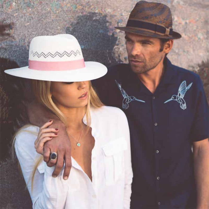 Bel Air White Panama Hat with Pink Bow - Brooklyn Hat Co Panama Hat Brooklyn Hat