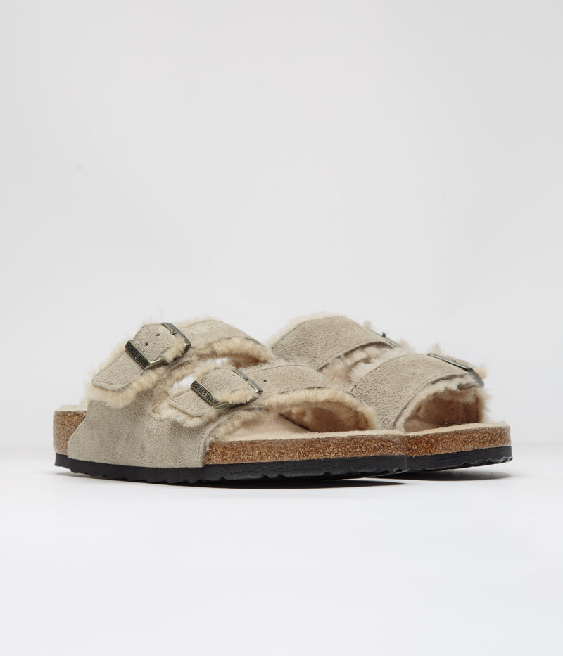 Birkenstock Arizona Shearling Sandals in Taupe
