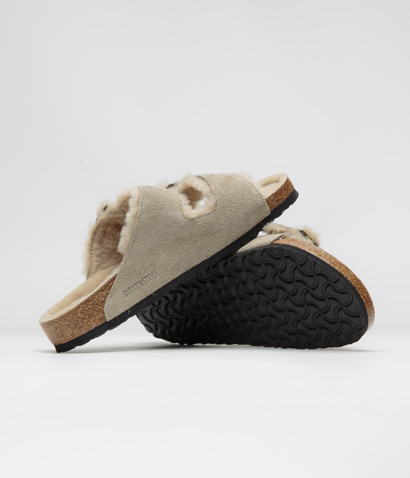 Birkenstock Arizona Shearling Sandals in Taupe