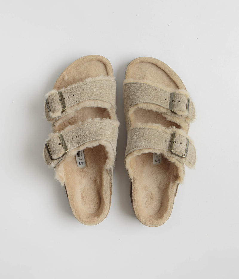 Birkenstock Arizona Shearling Sandals in Taupe