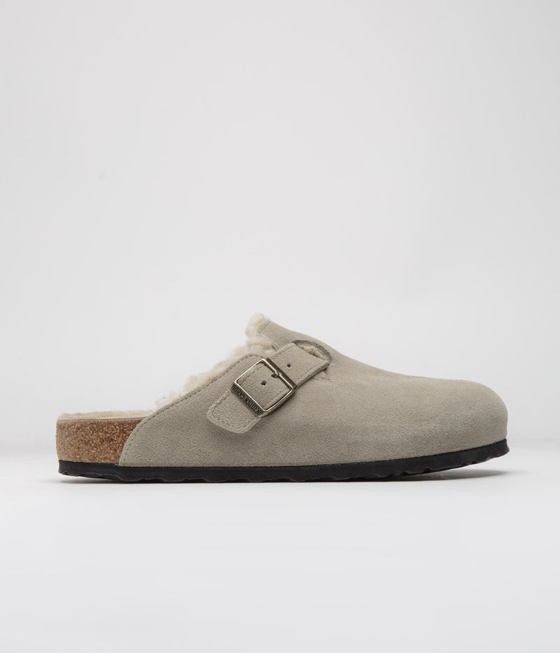 Birkenstock Boston Shearling Sandals in Taupe