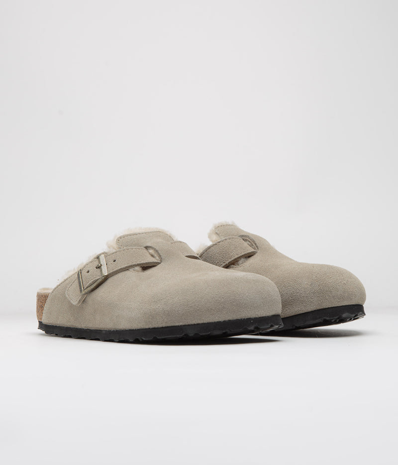 Birkenstock Boston Shearling Sandals in Taupe