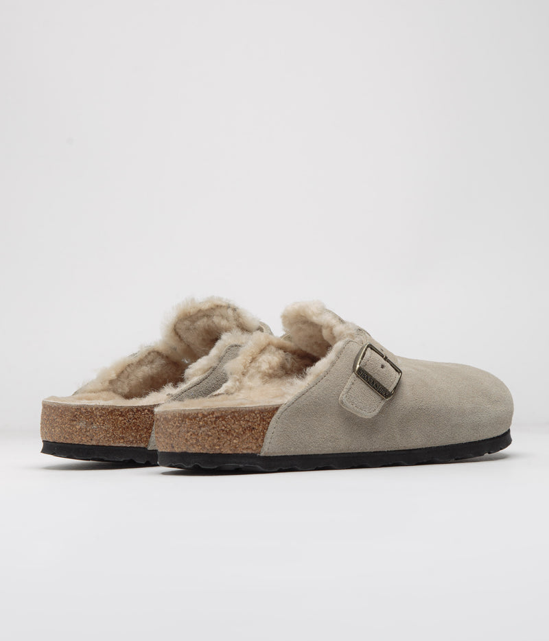 Birkenstock Boston Shearling Sandals in Taupe