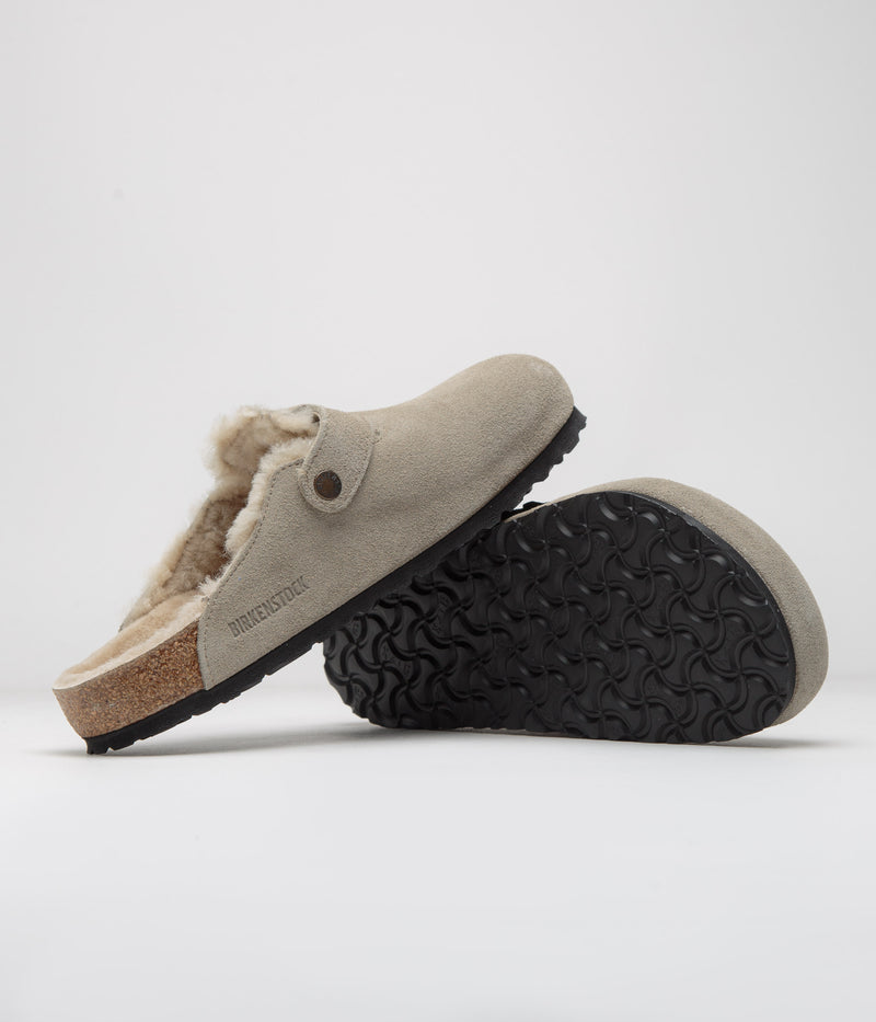 Birkenstock Boston Shearling Sandals in Taupe