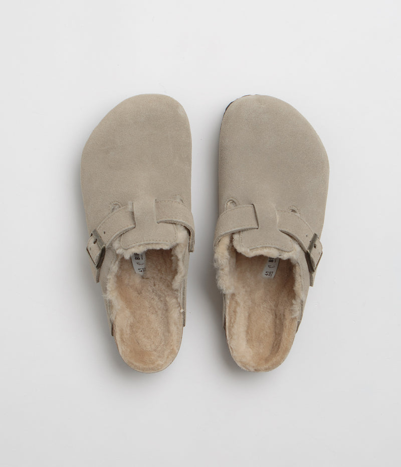 Birkenstock Boston Shearling Sandals in Taupe