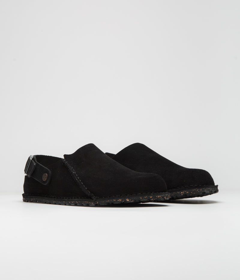 Birkenstock Lutry Narrow Premium Suede Sandals in Black