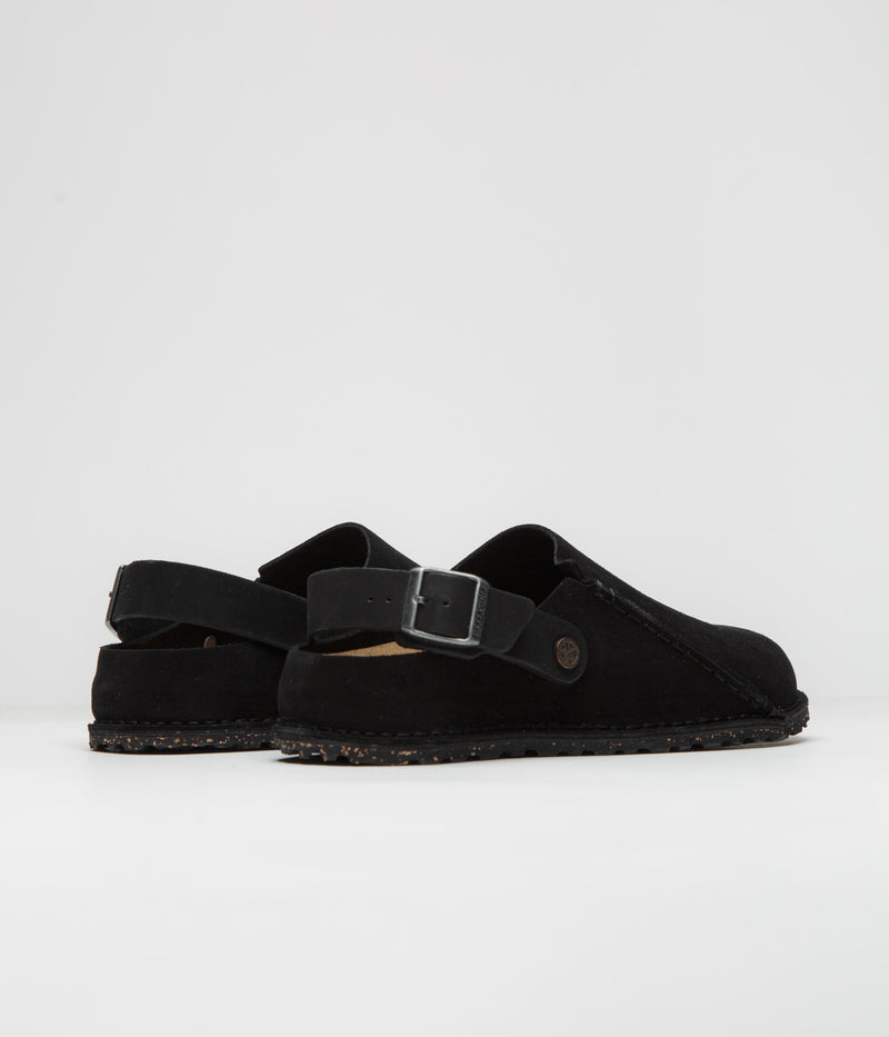 Birkenstock Lutry Narrow Premium Suede Sandals in Black
