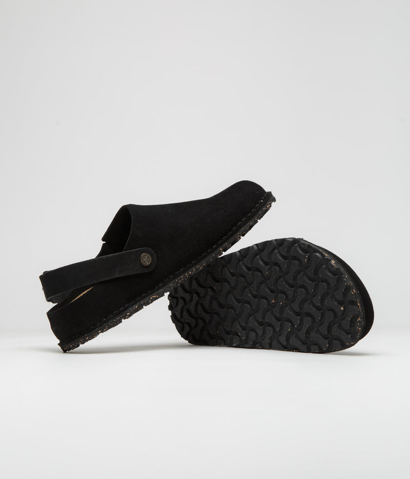 Birkenstock Lutry Narrow Premium Suede Sandals in Black