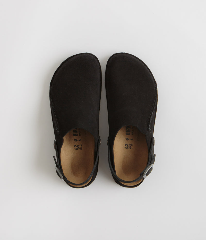 Birkenstock Lutry Narrow Premium Suede Sandals in Black
