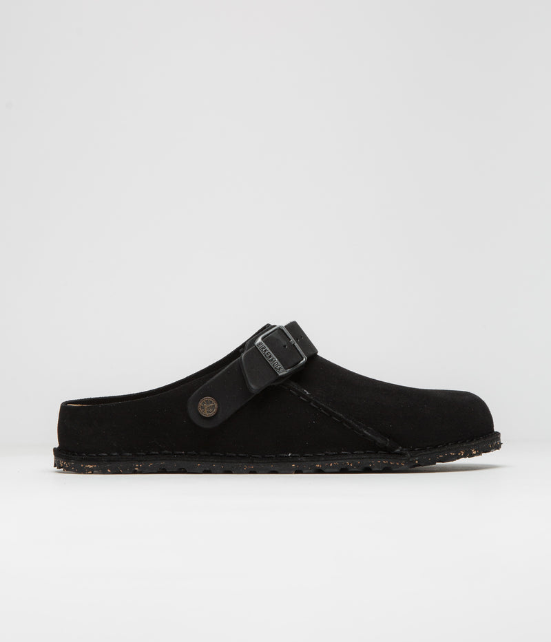 Birkenstock Lutry Narrow Premium Suede Sandals in Black