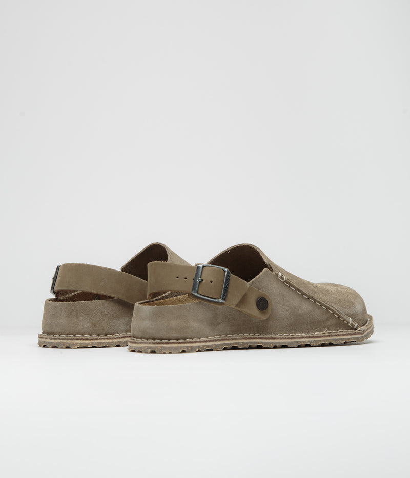 Birkenstock Lutry Premium Suede Sandals in Grey Taupe