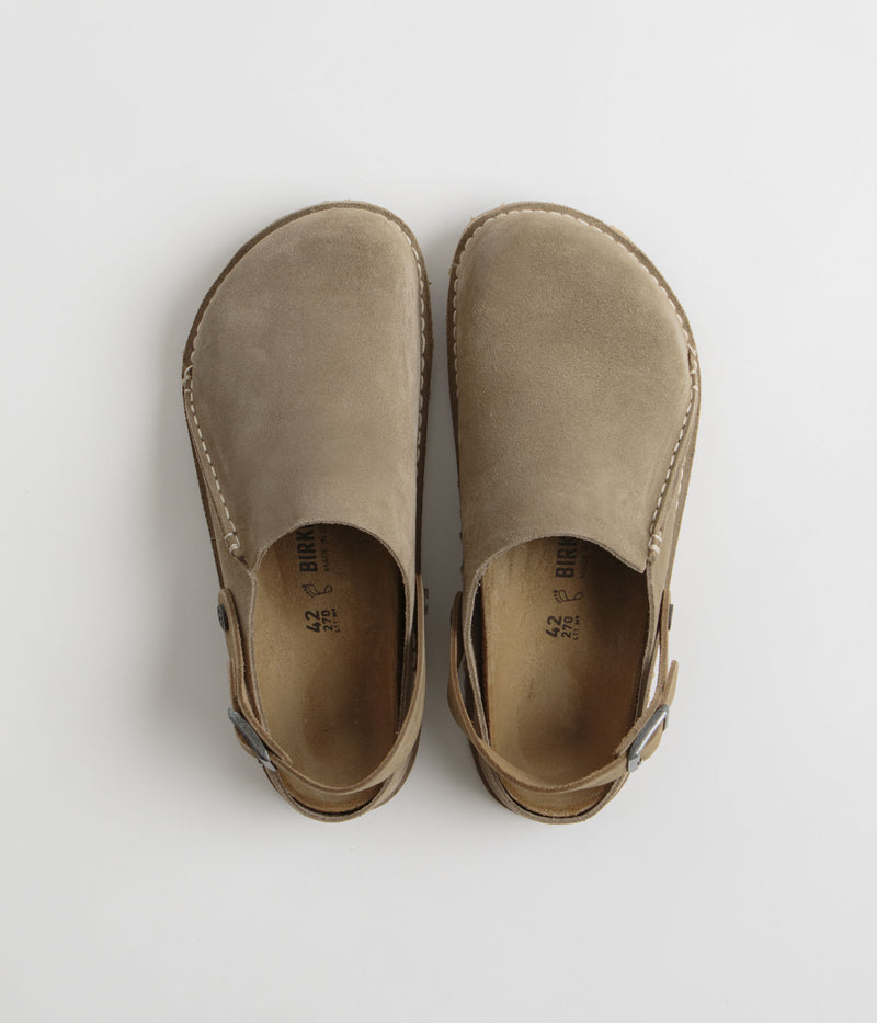 Birkenstock Lutry Premium Suede Sandals in Grey Taupe