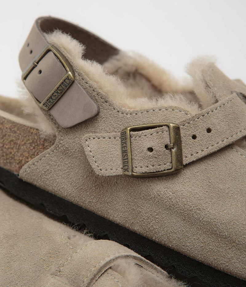 Birkenstock Tokio Shearling Sandals in Taupe