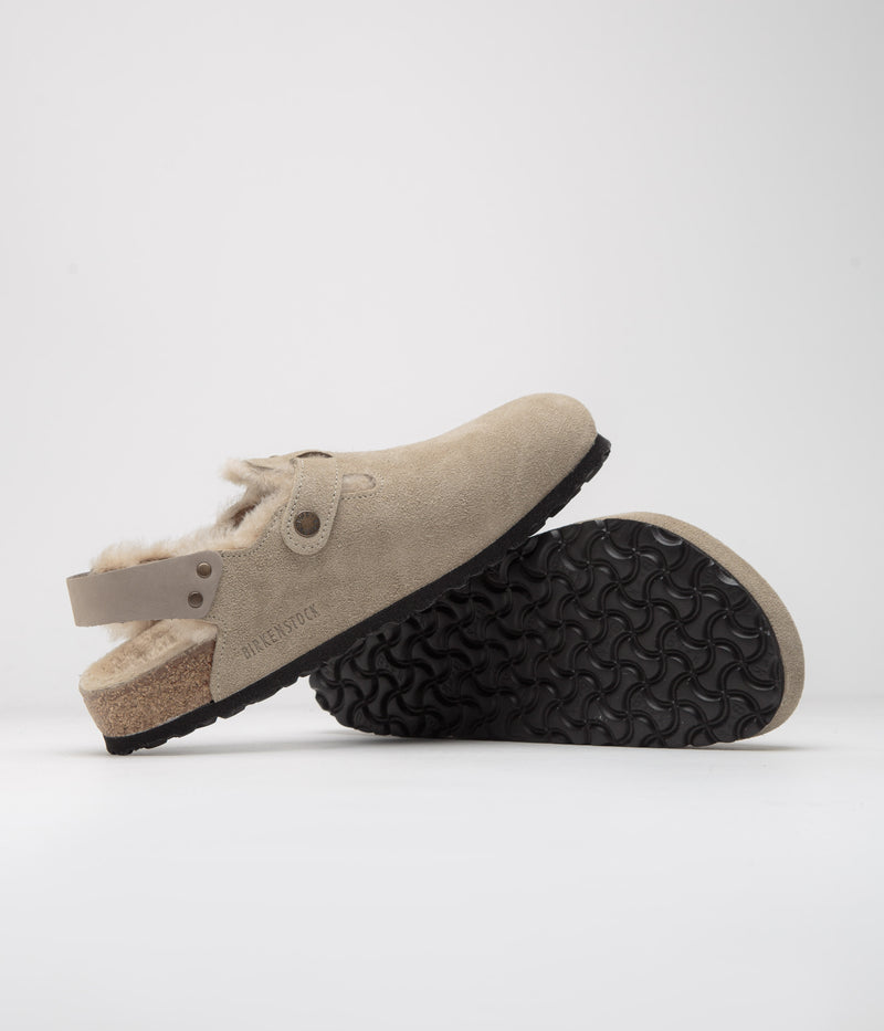 Birkenstock Tokio Shearling Sandals in Taupe