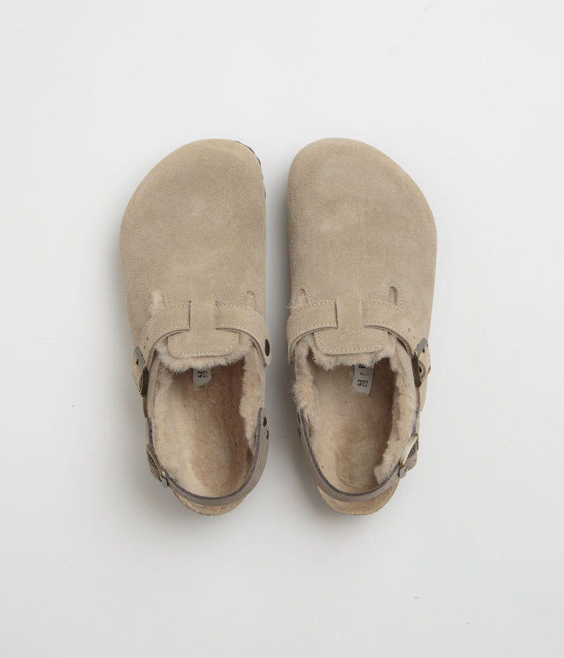 Birkenstock Tokio Shearling Sandals in Taupe