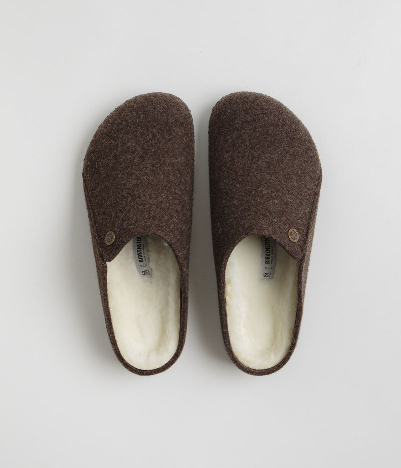 Birkenstock Zermatt Shearling Felt Slippers in Mocha
