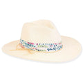Blanket Stitched Band Straw Sun Hat for Petites - Sunny Dayz™ Safari Hat Sun N Sand Hats HK437 Ivory Small (54 cm)