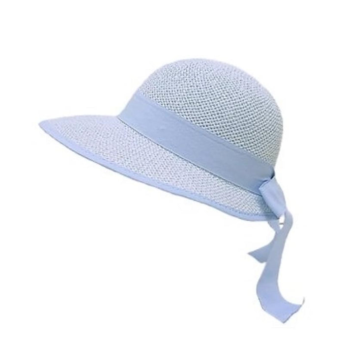 Blue Summer Bonnet Hat for Small Head Sizes Cloche Boardwalk Style Hats 3D005D Blue XS (54 cm)