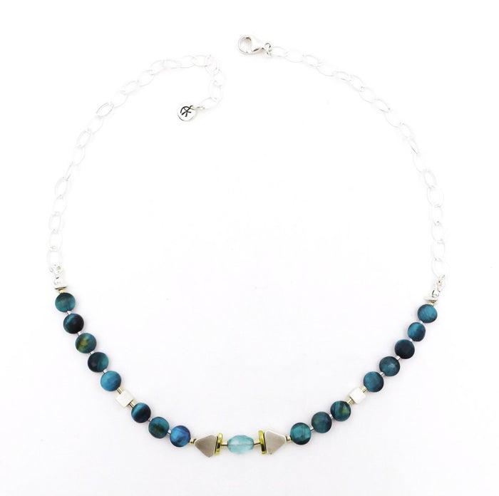 Blue Tigers Eye and Apatite Necklace