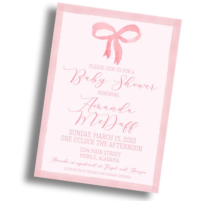 Bow Baby Shower Invitation