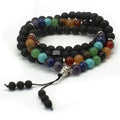 Bracelet, Chakra & Lava Bead Triple Wrap
