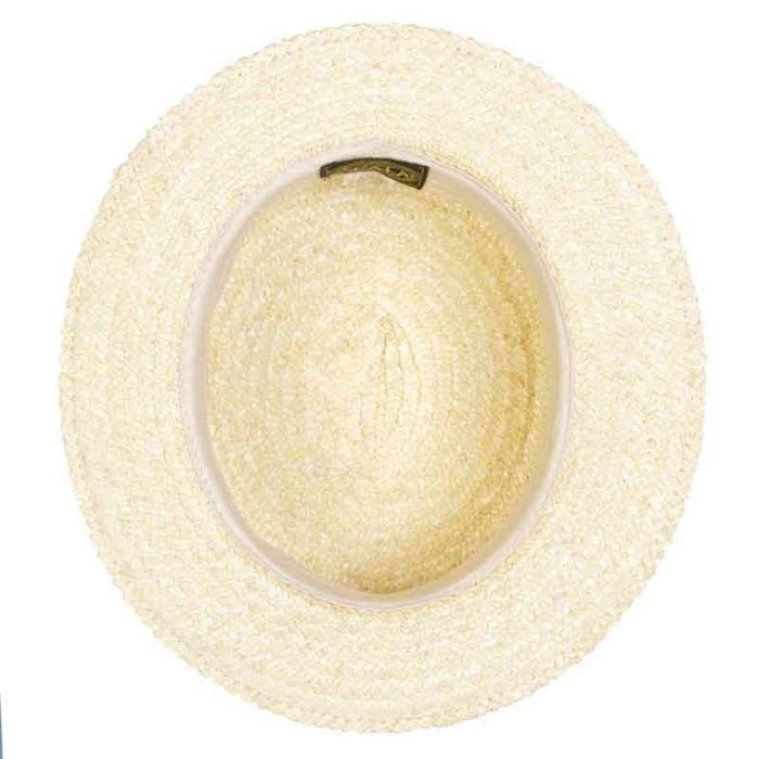 Braided Laichow Boater with Red and Navy Band - Scala Hats Gambler Hat Scala Hats