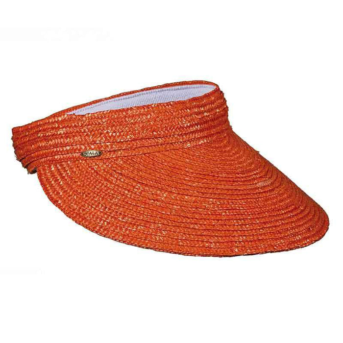 Braided Laichow Sun Visor - Bright-Fashion Colors - Scala Hats Visor Cap Scala Hats L202fashOR Orange