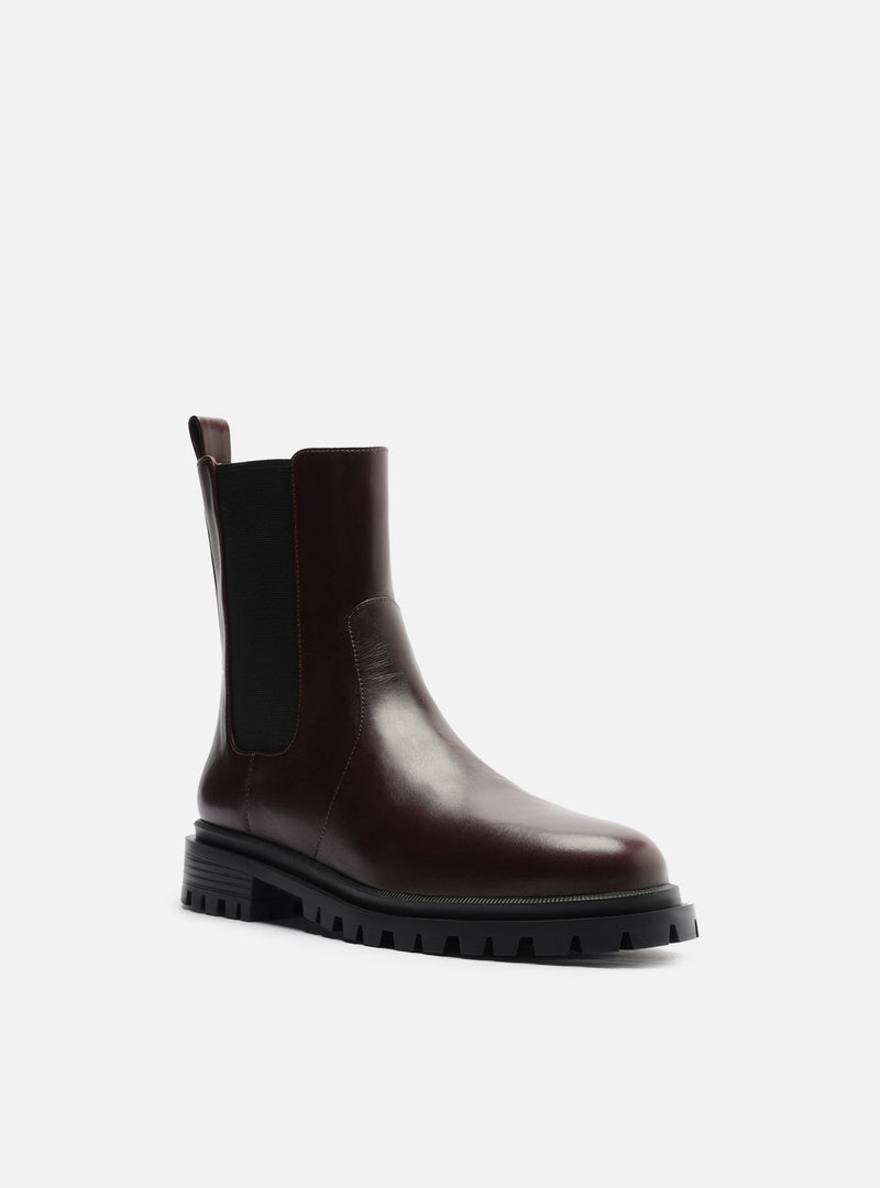 Brandy Low Block Leather Boot Booties F/25