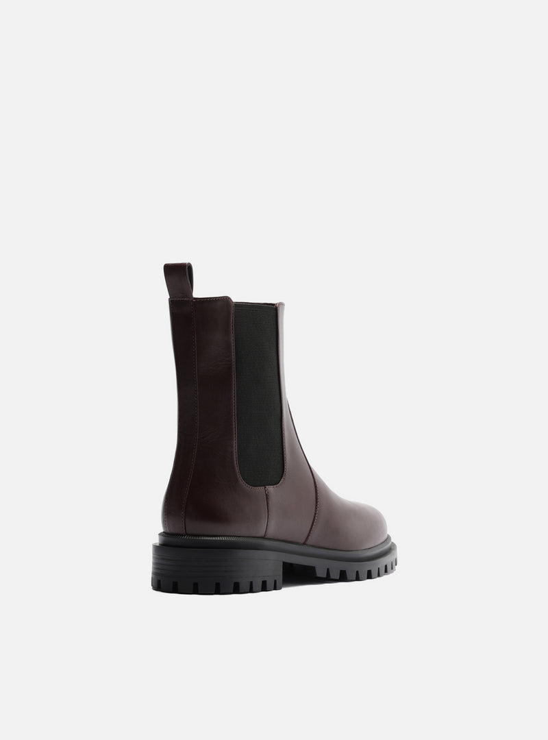 Brandy Low Block Leather Boot Booties F/25