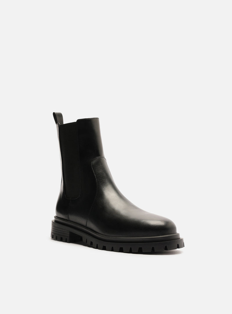 Brandy Low Block Leather Boot Booties F/25