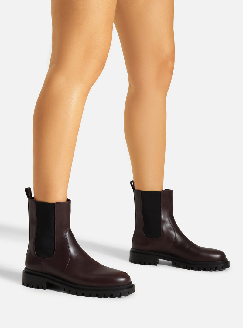 Brandy Low Block Leather Boot Booties F/25